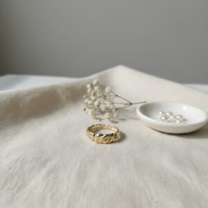 Hammered Croissant Adjustable Ring