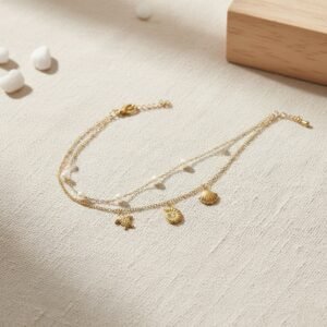 Pearl & Marine Charmed Anklet