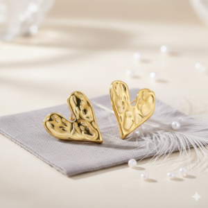 Hammered Heart Stud Earrings