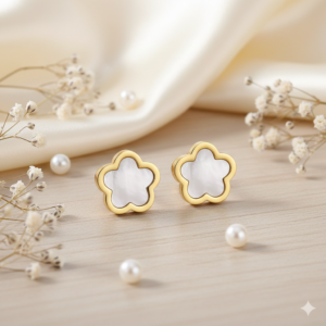 White Leaf Clover Earrings