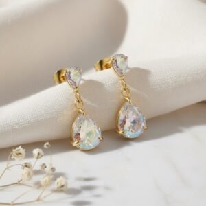 Teardrop CZ Drop Earrings