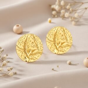 Round Textured Stud Earrings