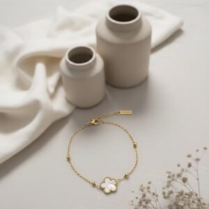 Single White Clover Bracelet