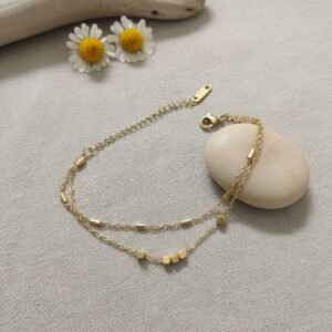 Bar and Cube Charmed Bracelet