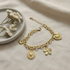 Hearts and Flowers Charmed Bracelet