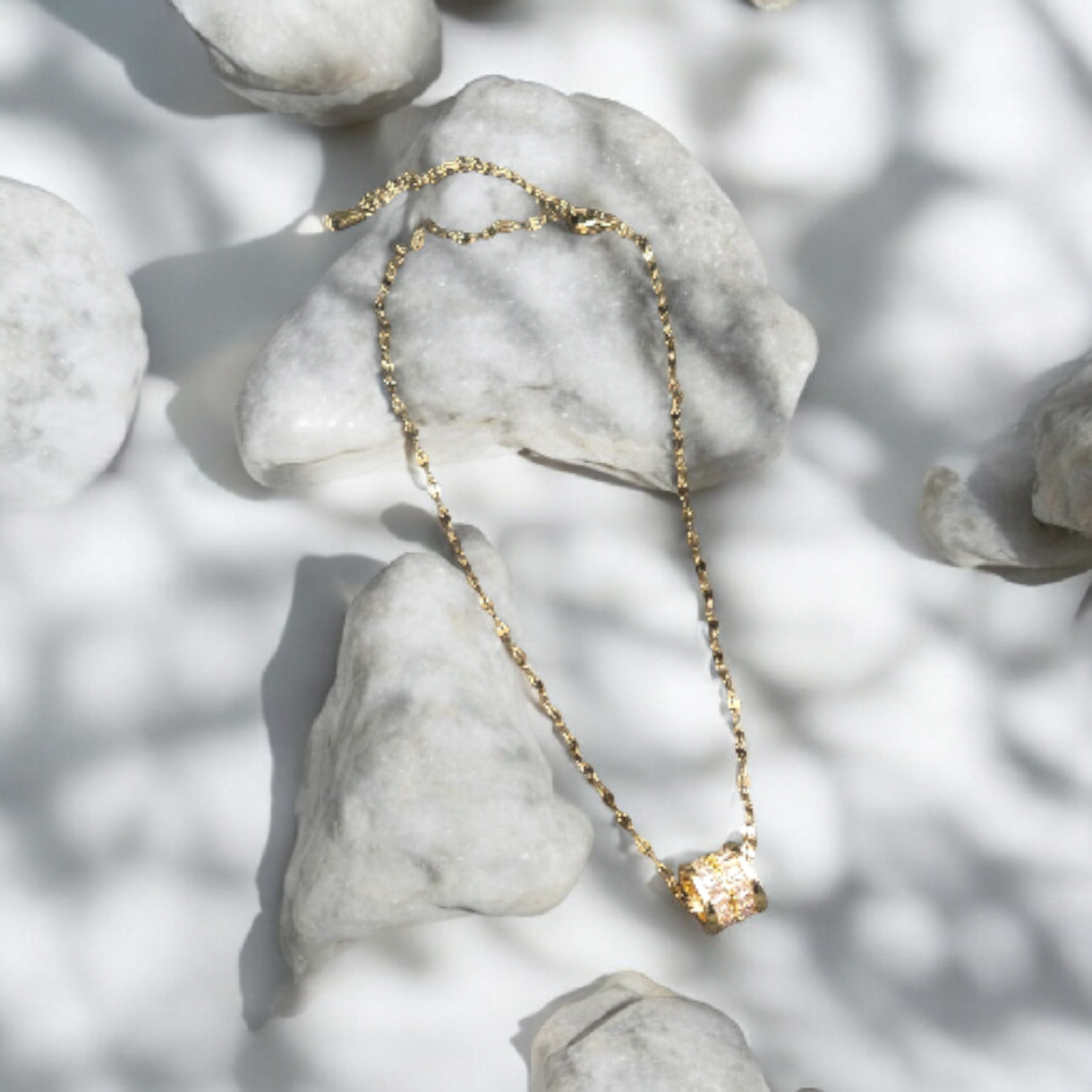 Barrel with CZ Stones Pendant Necklace