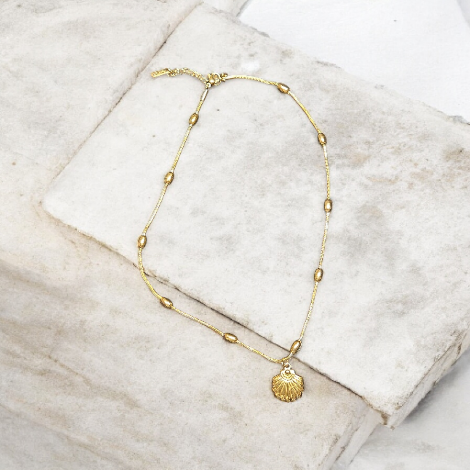 Shell and Beaded Chain Necklace