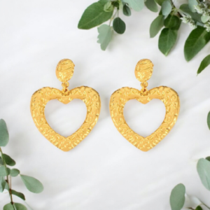 Textured Heart Drop Earrings